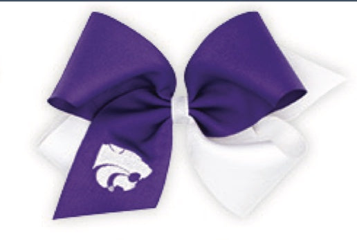 K-State Md 2-Tone Bow w/Embroidered Logo