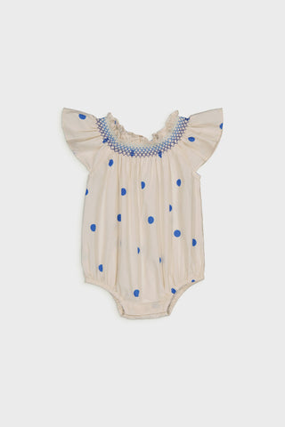 Spongey Knit Romper - Polka Dots