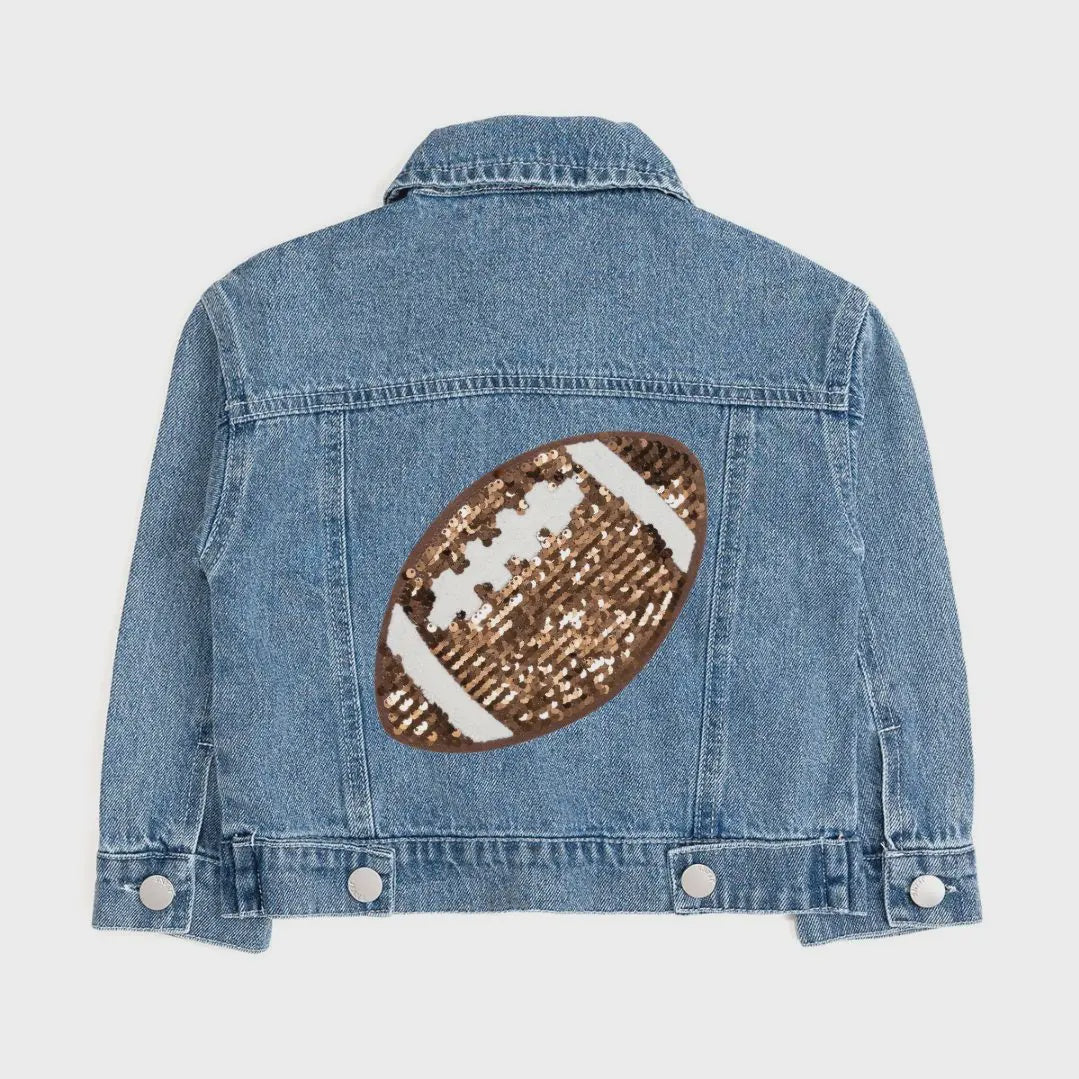 Denim Jacket w/Sequin Football Patch