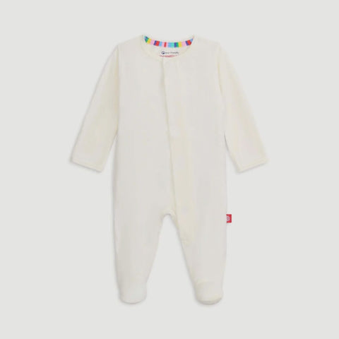 Groovy Vibes Stickers 2 Way Zipper Footie - Tan