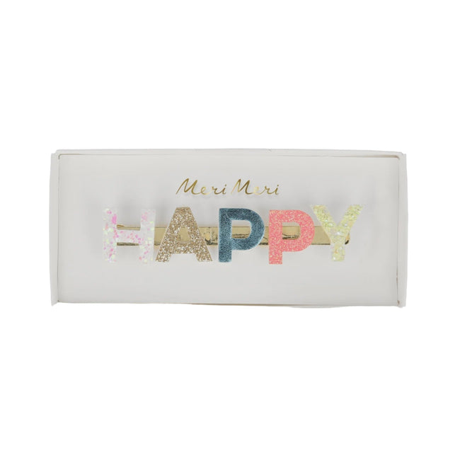 Happy Glitter Hair Clip