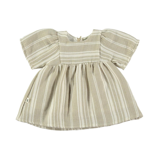 Dress - Striped Tan & White