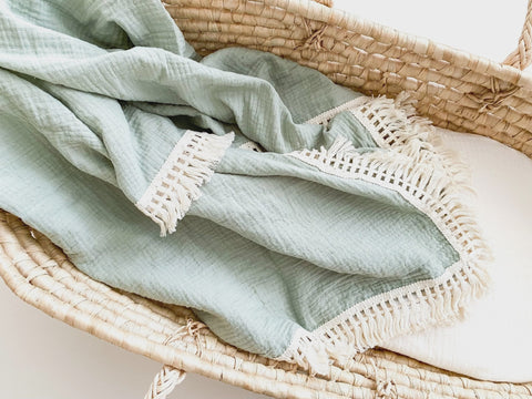 Cotton Muslin Crib Sheet - Palm Leaf