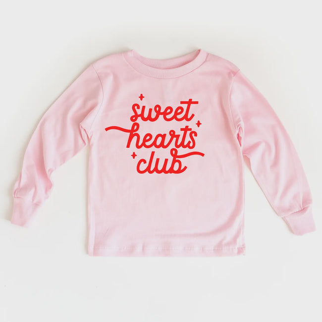Sweet Hearts Club Long Sleeve Tee -  Pink