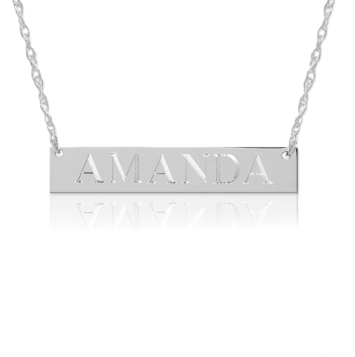 14K Gold Block Bar Nameplate Necklace