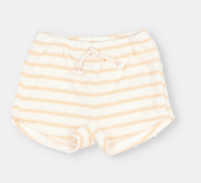 Terry Stripes Shorts - Light Pink