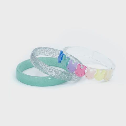 Butterfly Pearl Pastel Bangles - Set of 3