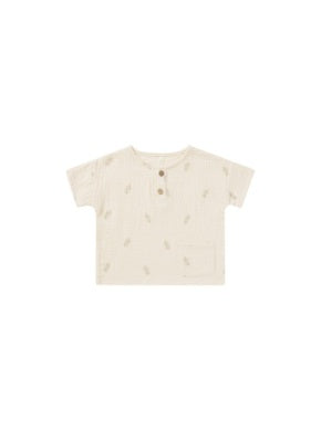 Woven Henley Tee - Pineapple