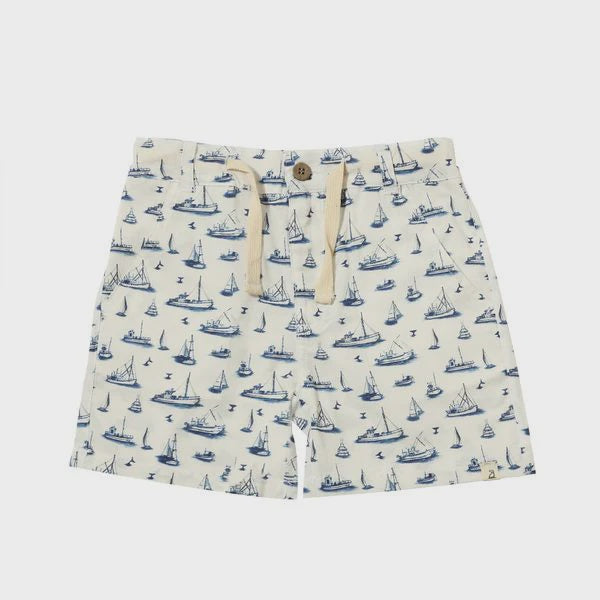 Mahalo Navy Boats Printed Shorts