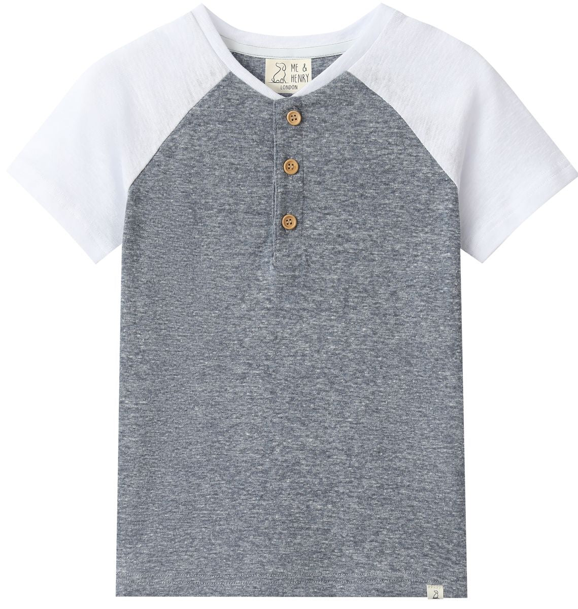 Raglan Henley- Heathered Navy