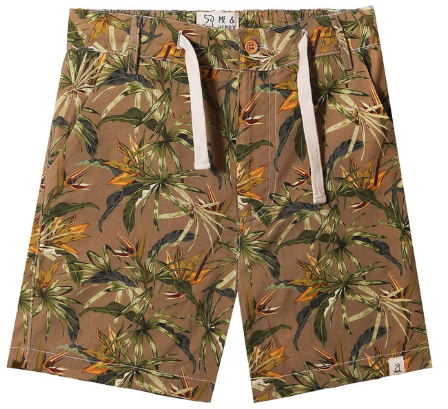 Beige Floral Shorts