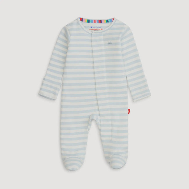 Blue Stripe Organic Cotton Footie
