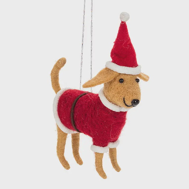 Dog in Santa Ornament