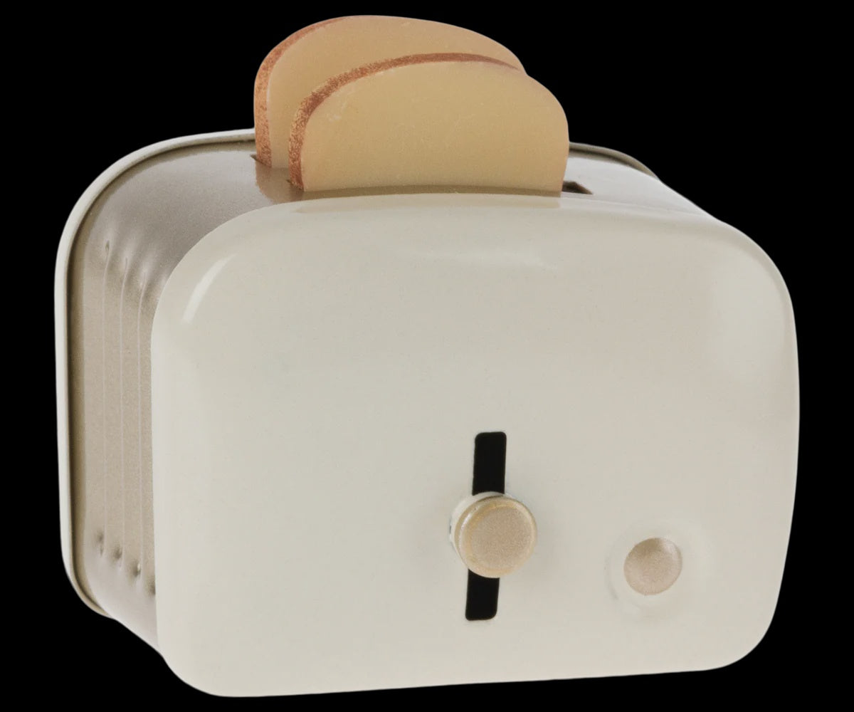Toaster with bread, Miniature - Off white