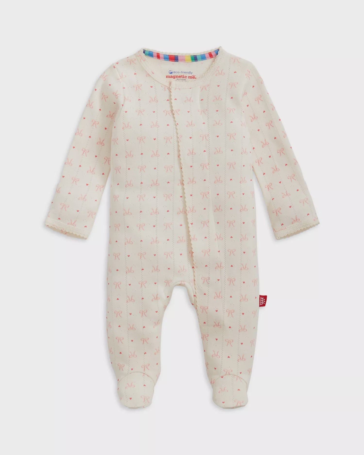 Heart & Bow Pointelle Magnetic Footie