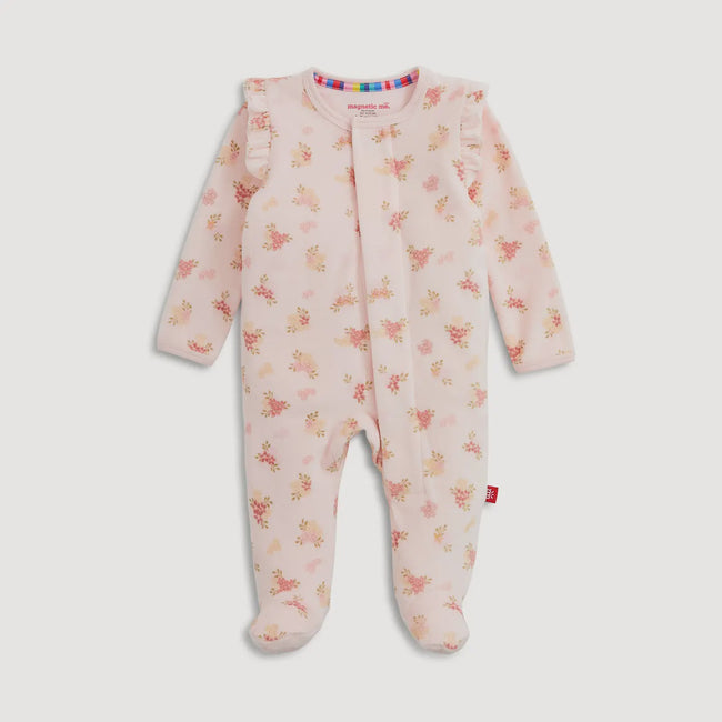 Floral Girls Velour Footie