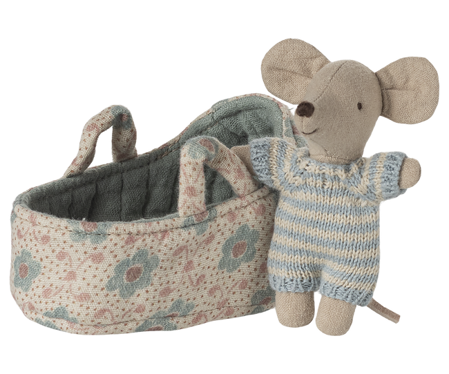 Baby Mouse in Carry Cot- Blue