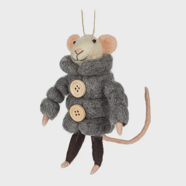 Mouse in Puffy Parka w/Buttons Ornament