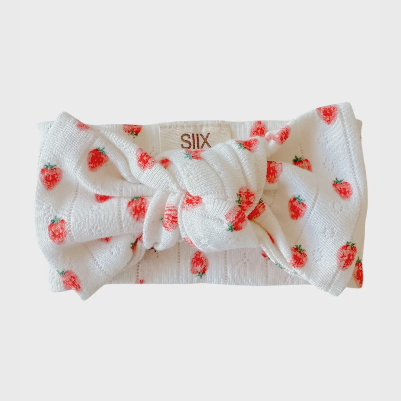 White Strawberry / Organic Pointelle Bow 0-6M