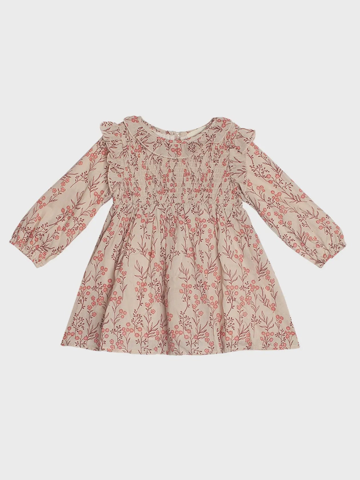 Autumn Floral Tan LS Dress