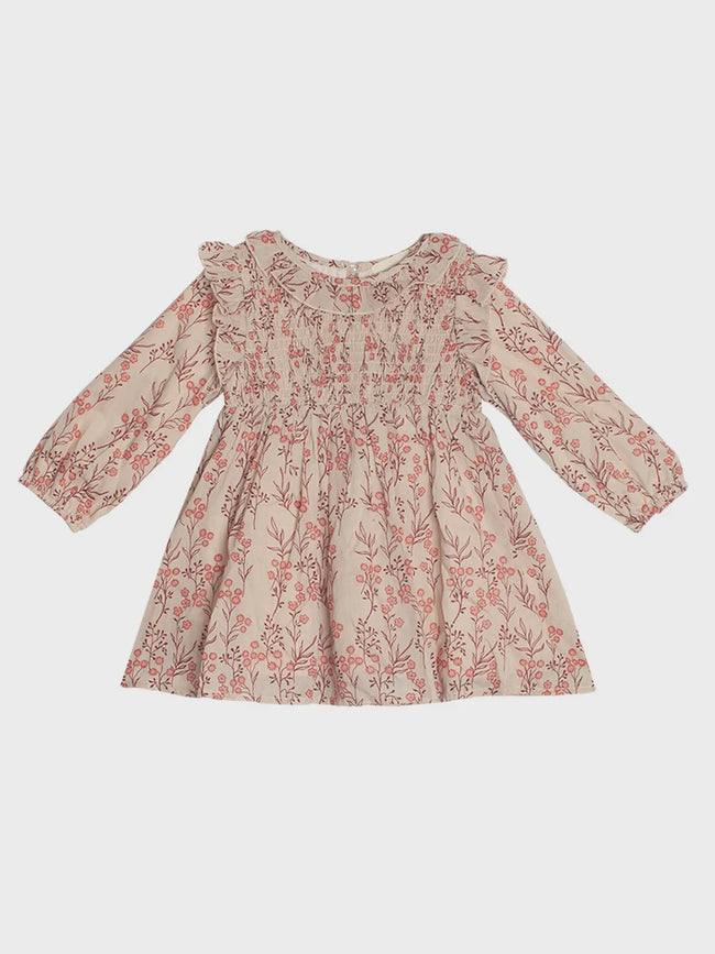 Autumn Floral Tan LS Dress