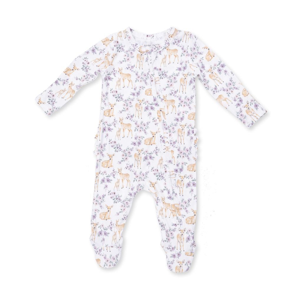 2 Way Zipper Footie- Floral Deer