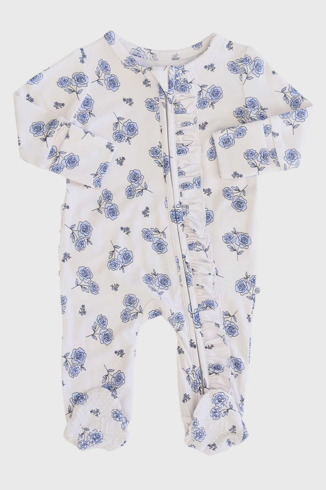 Sapphire Garden Ruffle Zipper Footie