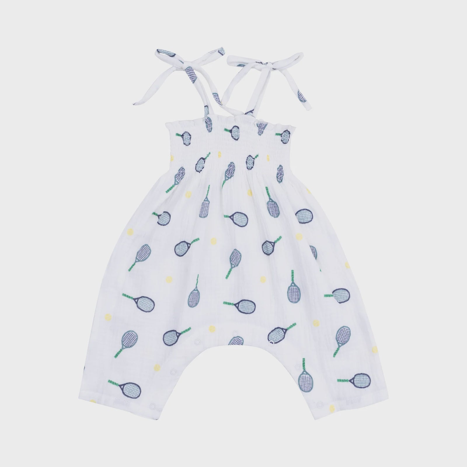 Tennis Tie Strap Smocked Romper