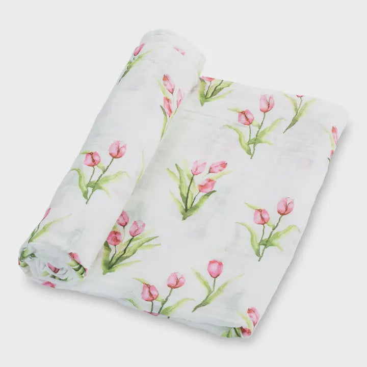 Muslin Swaddle Blanket- Tulip Garden