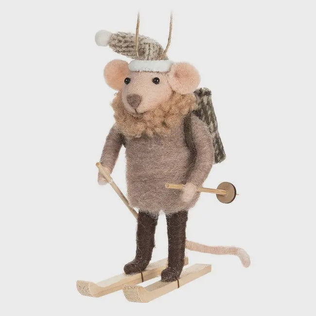 Cross Country Skier Mouse Ornament