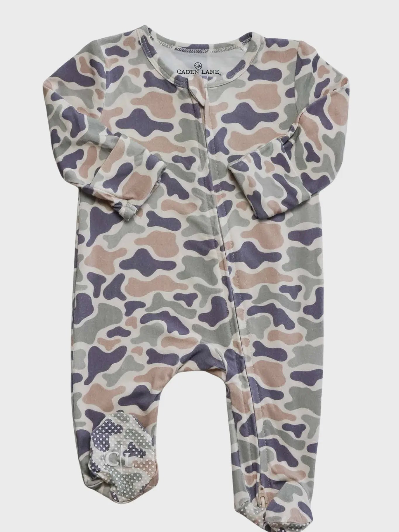 Bamboo Zipper Footie- Camo