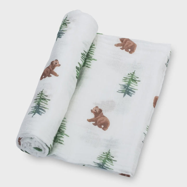 Muslin Swaddle Blanket- Baby Bear