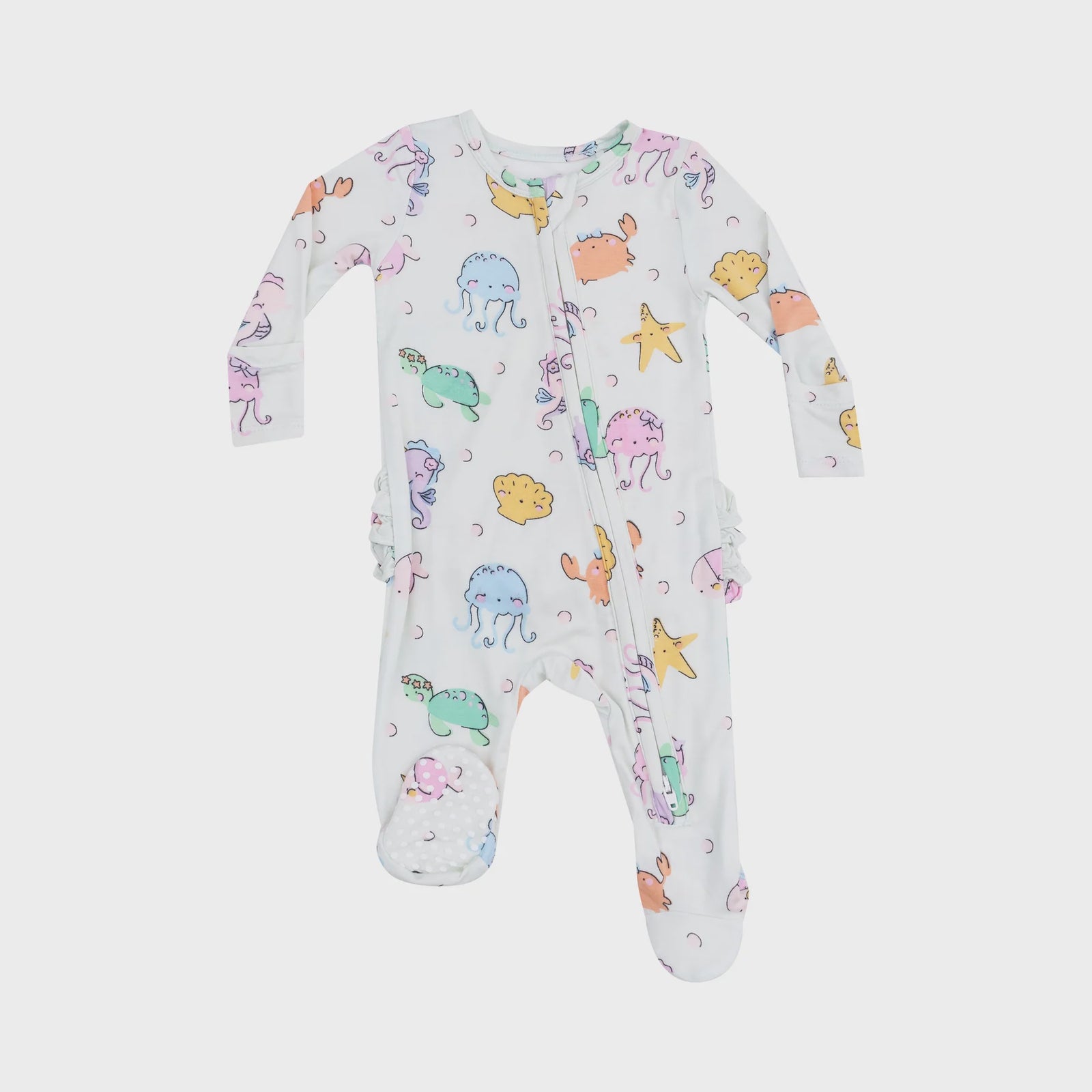 Cutie Sea Creatures 2 Way Zipper Ruffle Footie