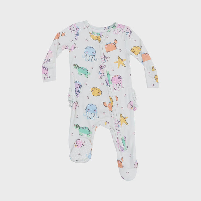 Cutie Sea Creatures 2 Way Zipper Ruffle Footie