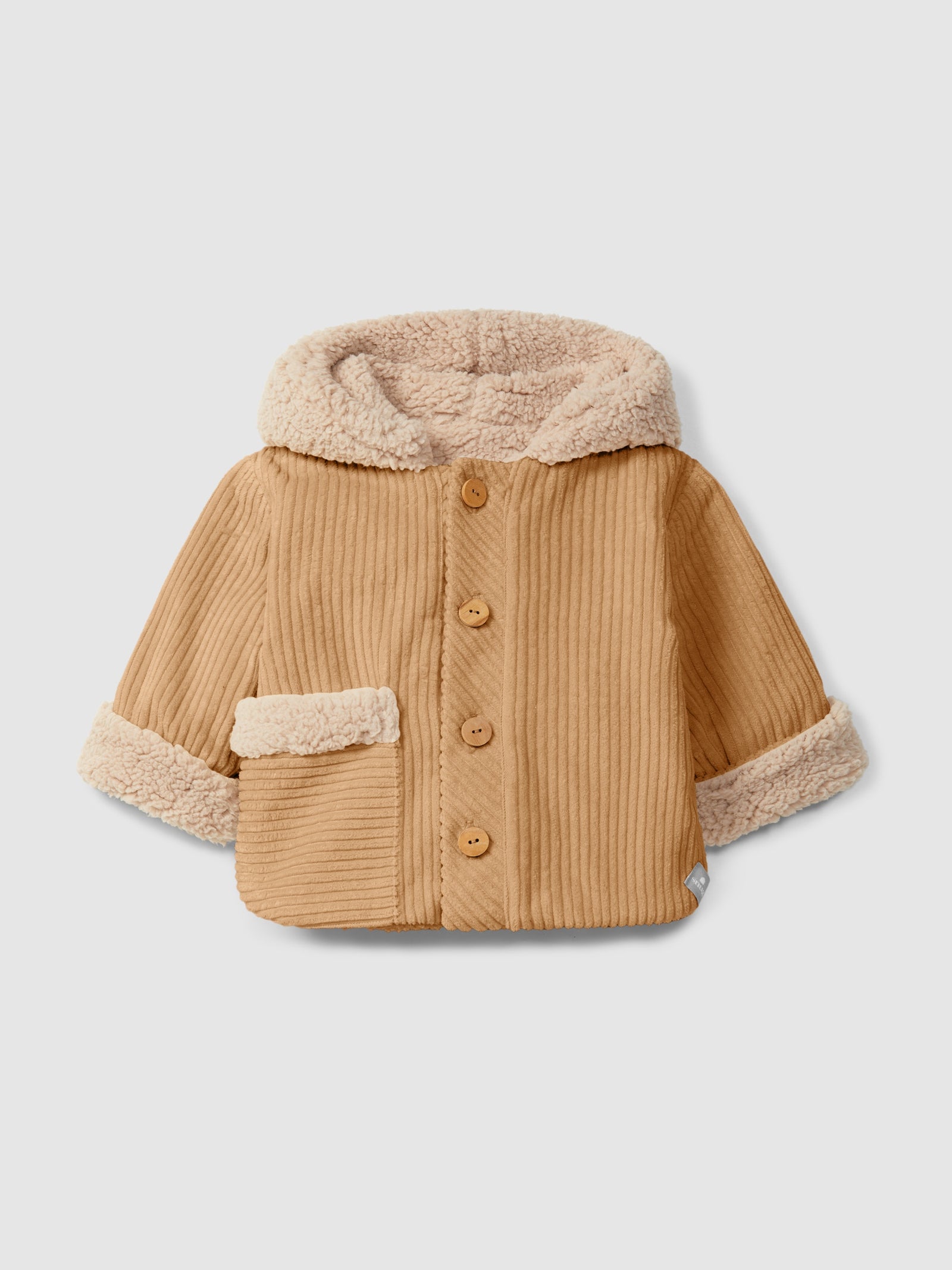 Hooded Fur Jacket- Khaki