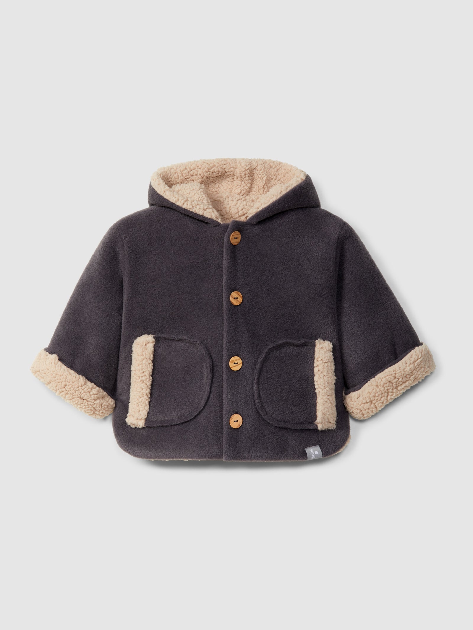 Hooded Fur Jacket- Navy