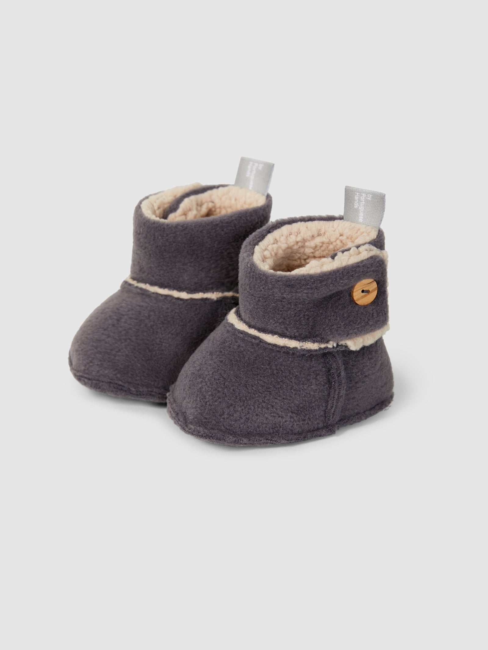 Fur Button Booties- Grey