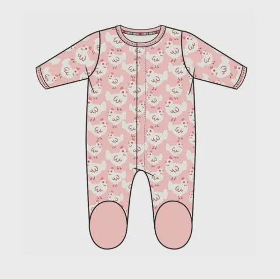 Organic Cotton Footie Pink Chicken