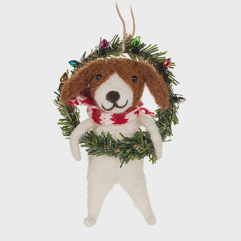 Dog in Wreath Ornament
