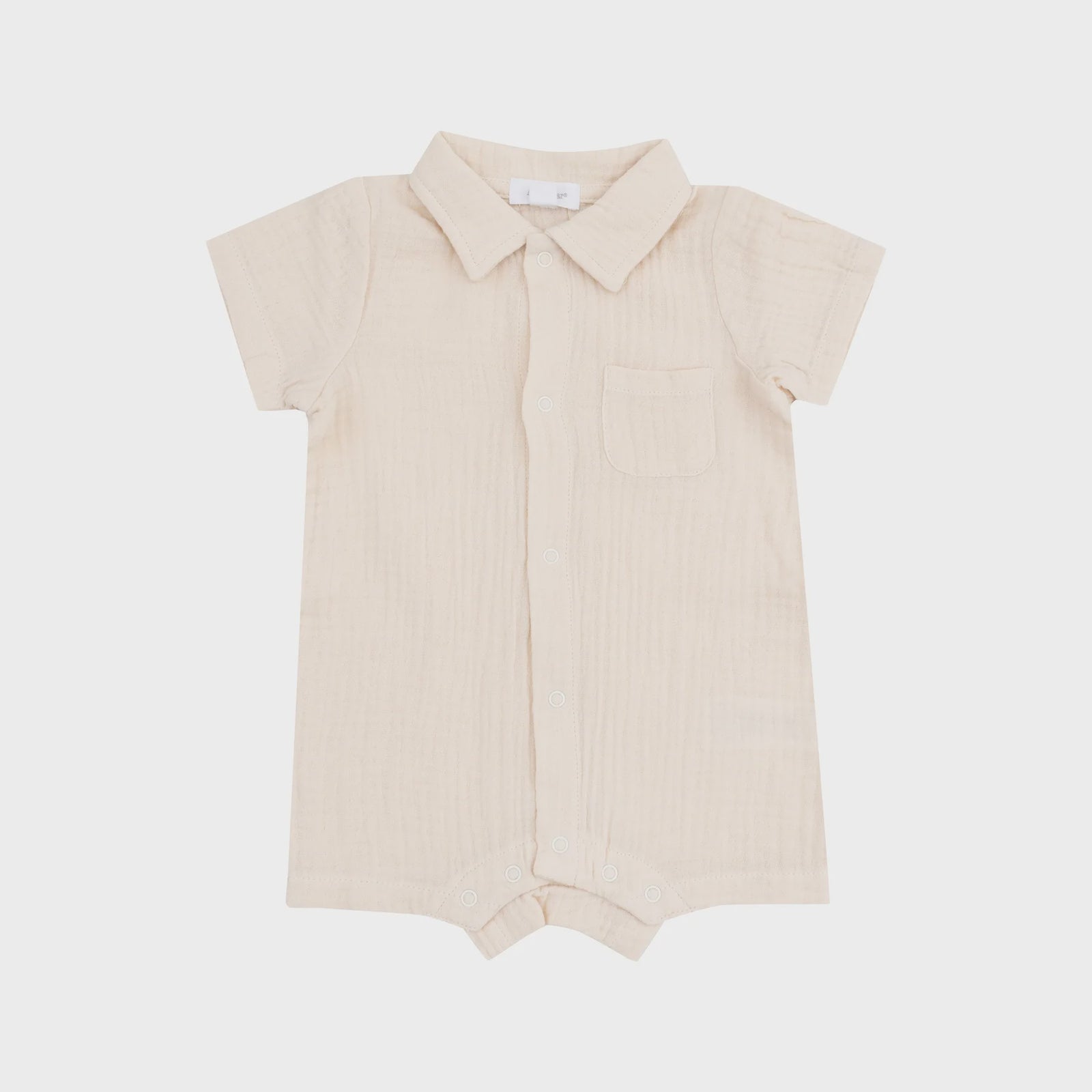 Muslin White Swan Button Down Polo Shortie