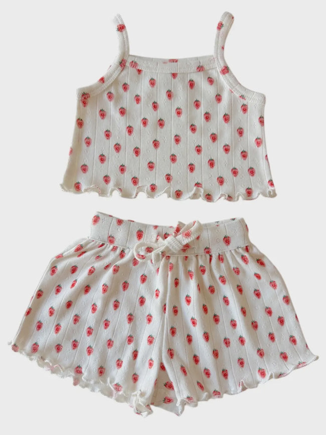 White Strawberry / Organic Pointelle Summer Set 3-6M