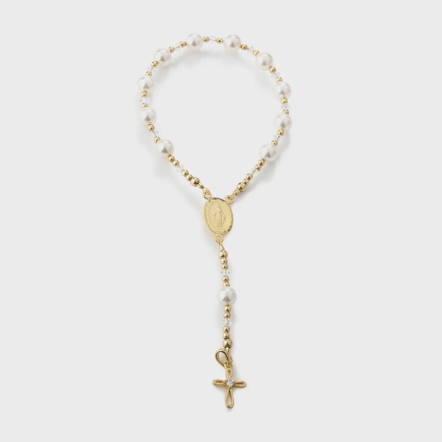 Gold-Plated White Baby Rosary