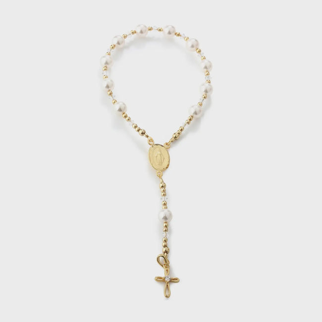 Gold-Plated White Baby Rosary