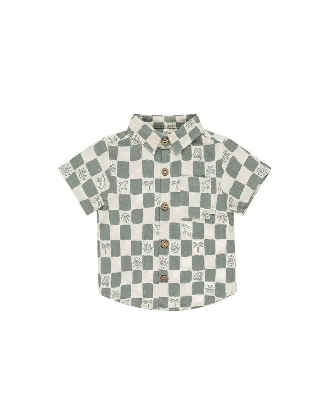 Collared Short Sleeve Shirt - Coastal Check