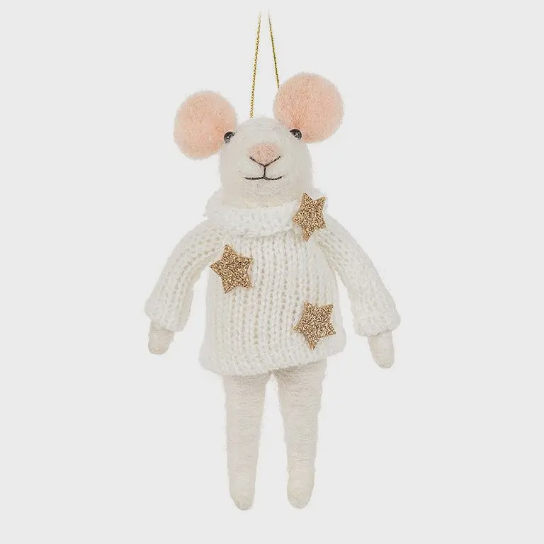 Fancy Winter Mouse in Sweater Ornament