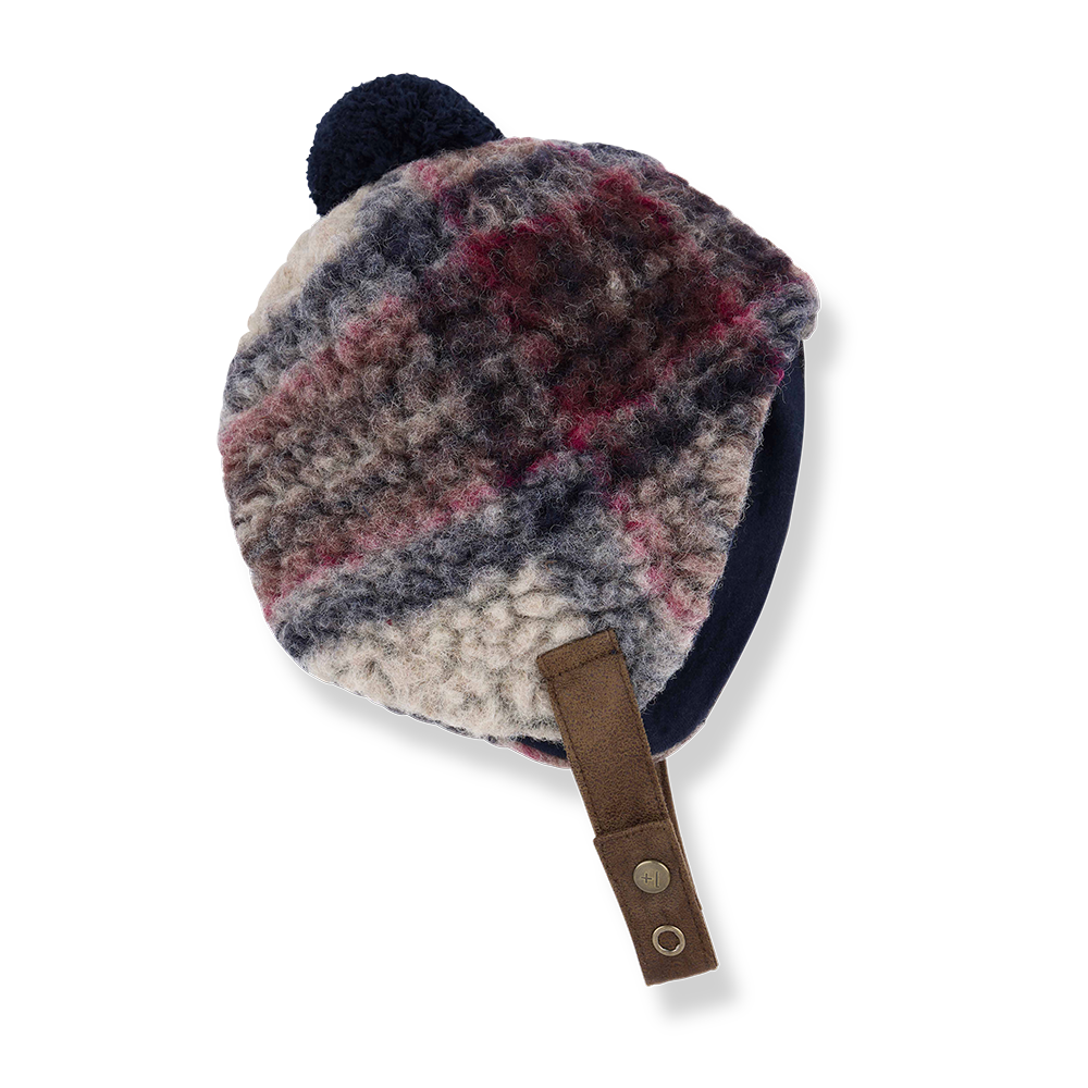 Erik Plaid Infant Beanie - Dark Blue