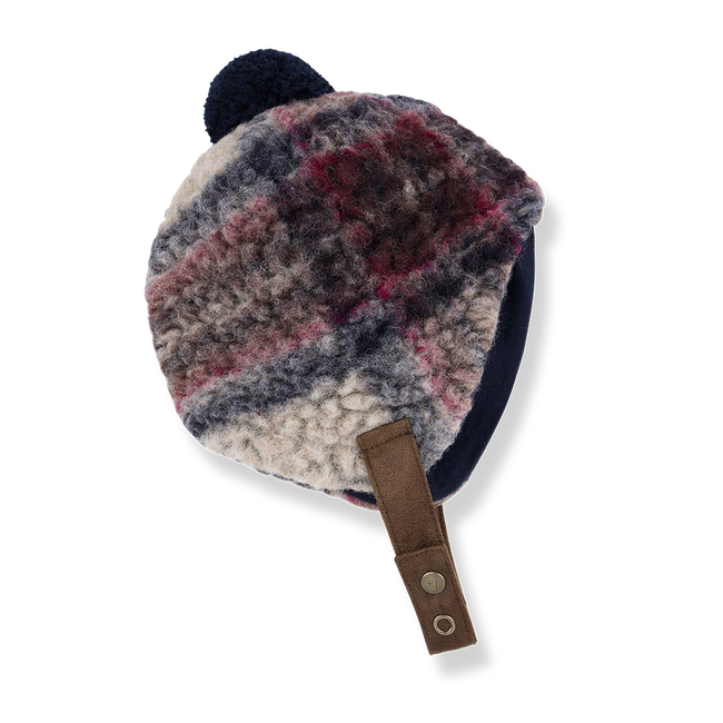 Erik Plaid Infant Beanie - Dark Blue