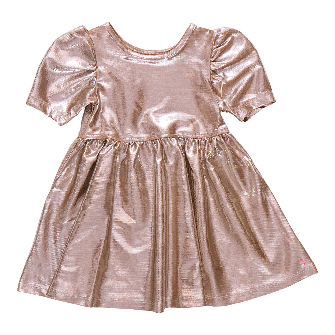 Girls Lame Laurie Dress - Champagne