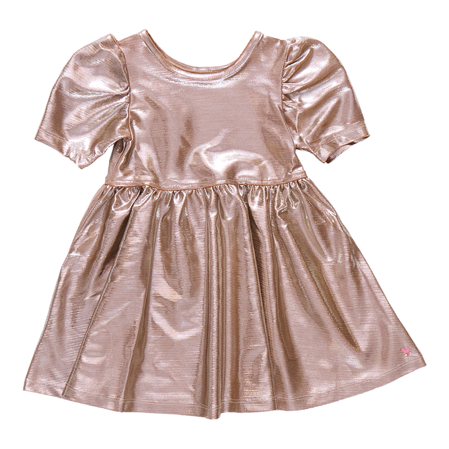 Girls Lame Laurie Dress - Champagne