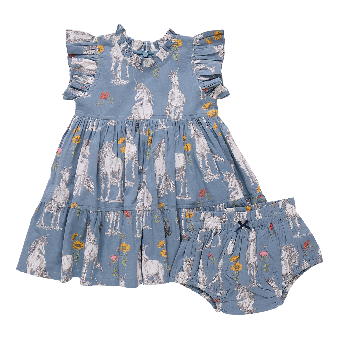 Baby Girls Jennifer Dress Set - Unicorn Field